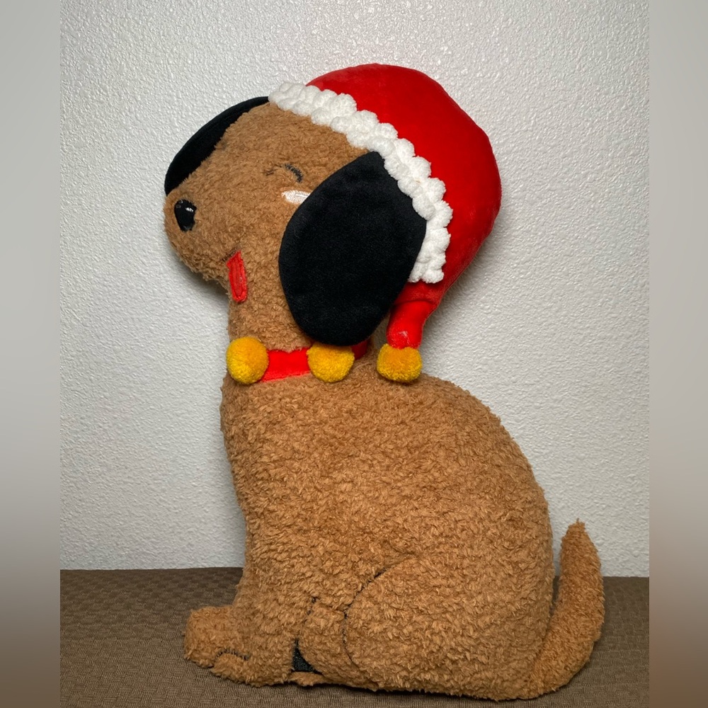 Target Wondershop Dog w/Santa Hat Toss Pillow Plush Holiday Christmas NEW